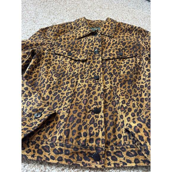 LAUREN JEANS CO, RALPH LAUREN Leopard/Cheetah Print Demin/Jean jacket, women's M - Picture 7 of 9